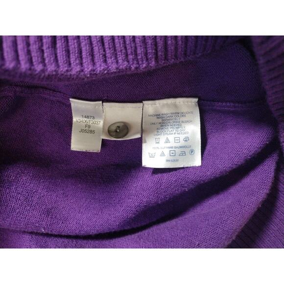 LANDS’ END Purple Cardigan Sweater 100% Pima Cotton Button Front Size 2X 20W-22W - Picture 9 of 9